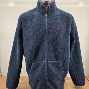 Brooks Brothers Sherpa RedFleece Jacket Mens XL Pocket Long Sleeve Full Zip Navy